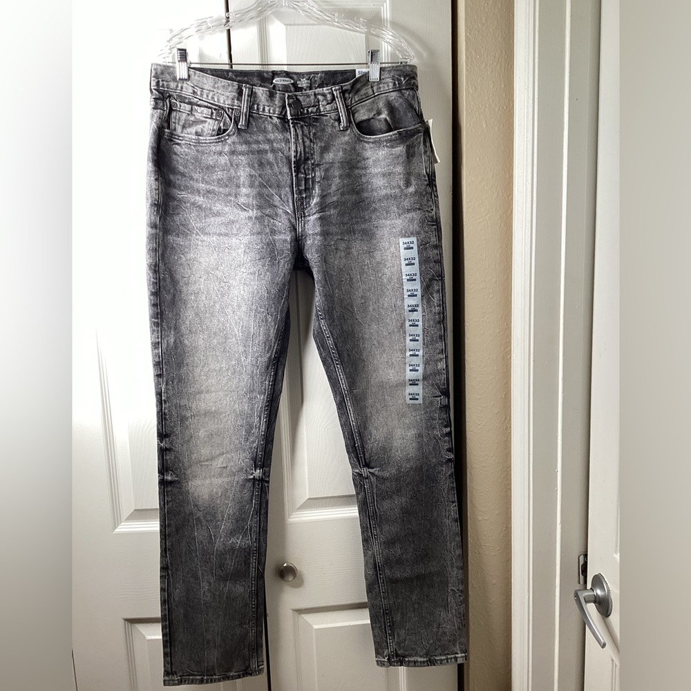 Old Navy NWT Slim Built-In-Tough/Built-In-Flex Men Black/Gray Jeans Sz 34X32